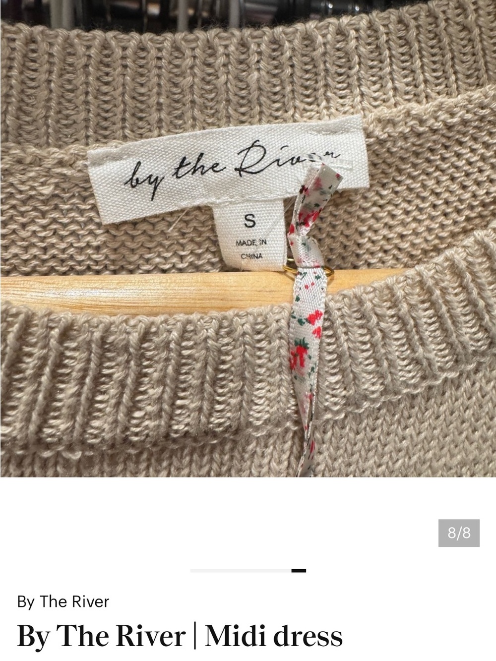 By The River Anthropology Cream Knit Bodice Maxi Dress with Tiered Skirt Sz S - Picture 4 of 7